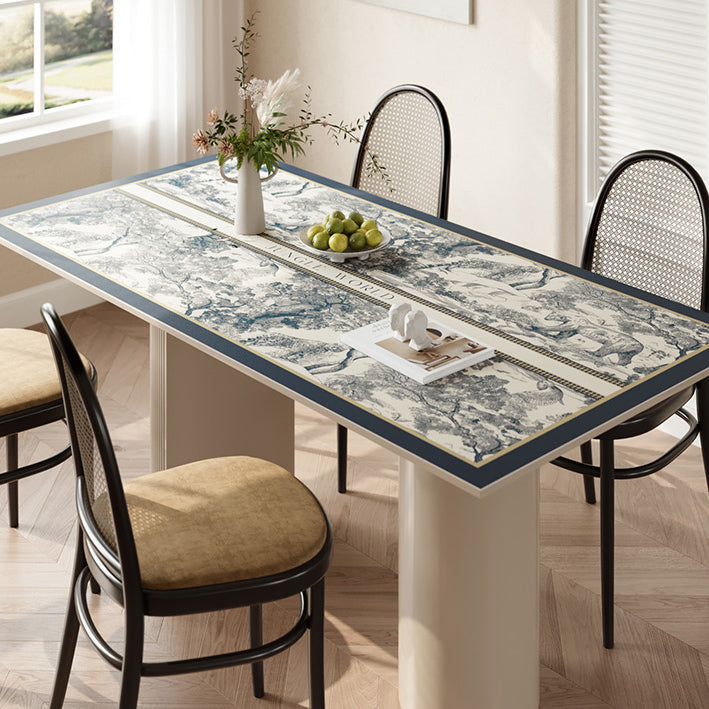blue retro forest square table mat