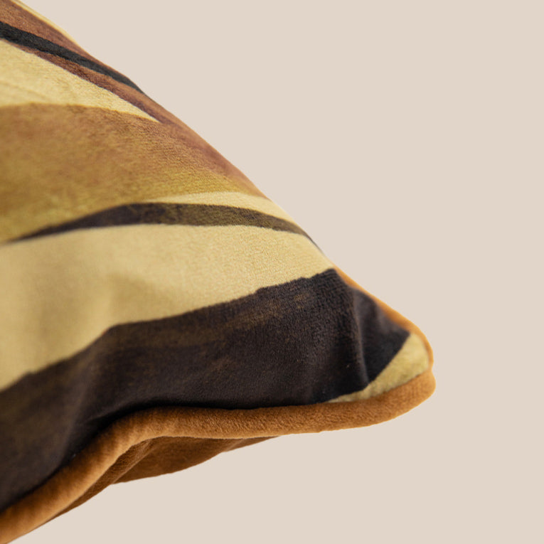 art mustard tulip cushion