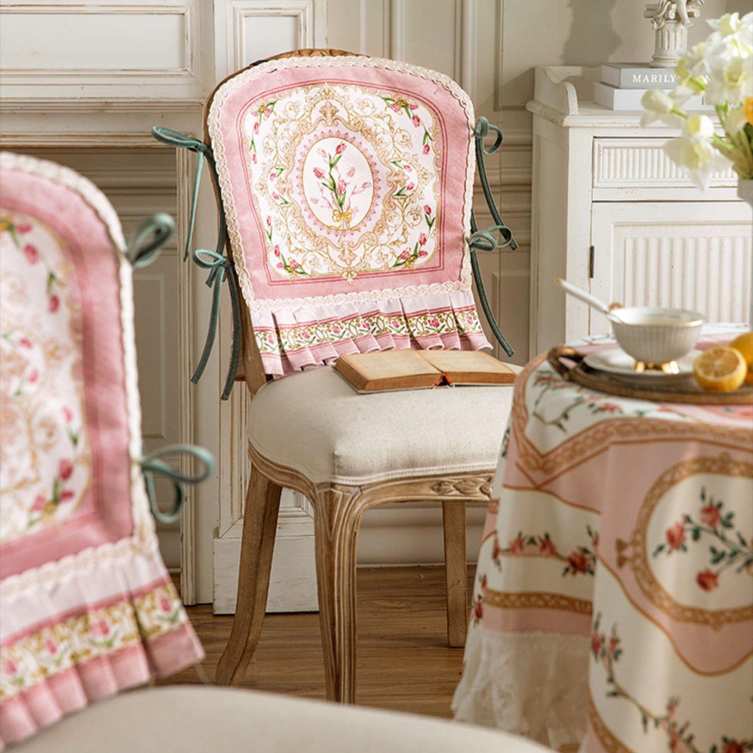pink lovely tulip chair cover & cushion