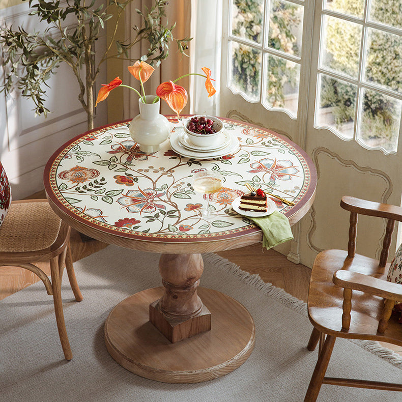 dark red vintage flower round table mat