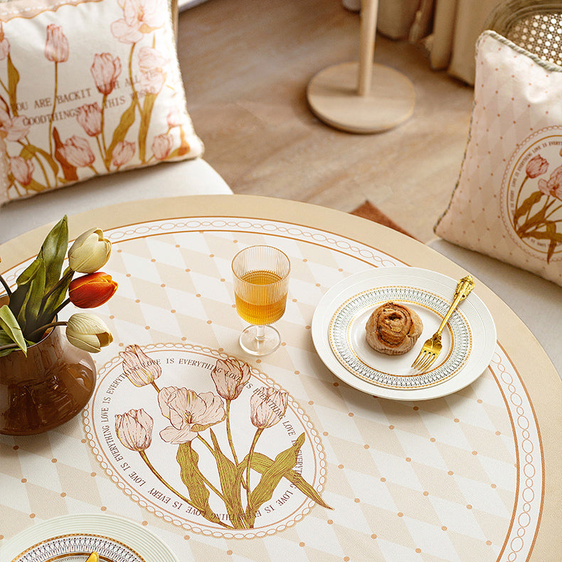pink tuilp everthing round table mat