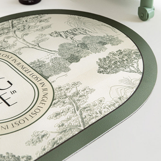 green retro forest bath mat