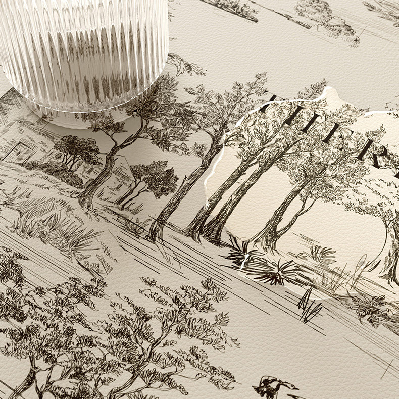 black toile de Jouy round table mat