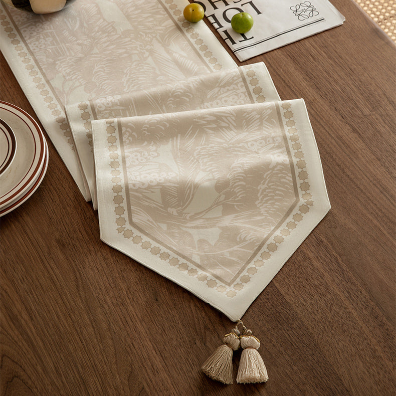 beige elegance logo table runner