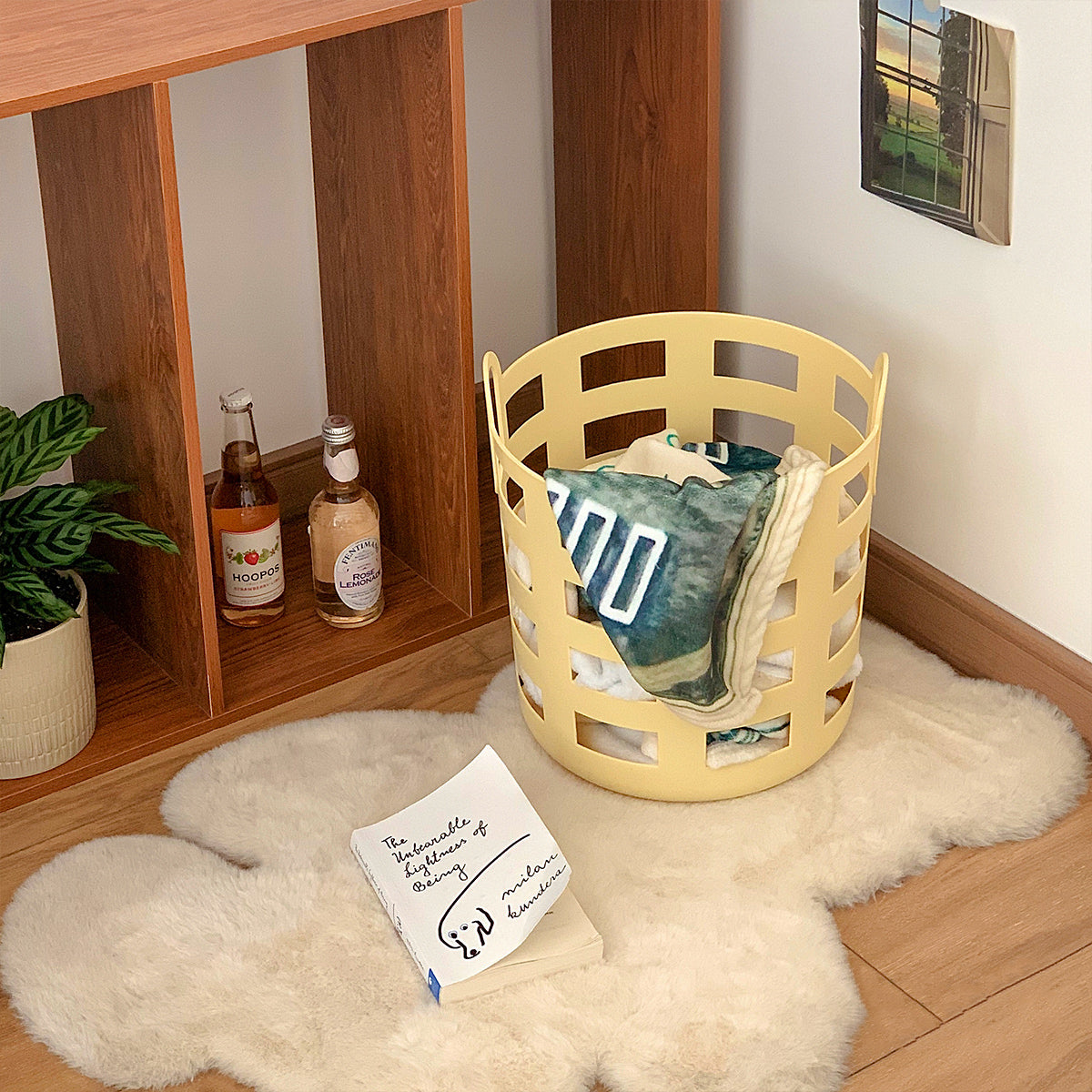 3size simple yellow basket