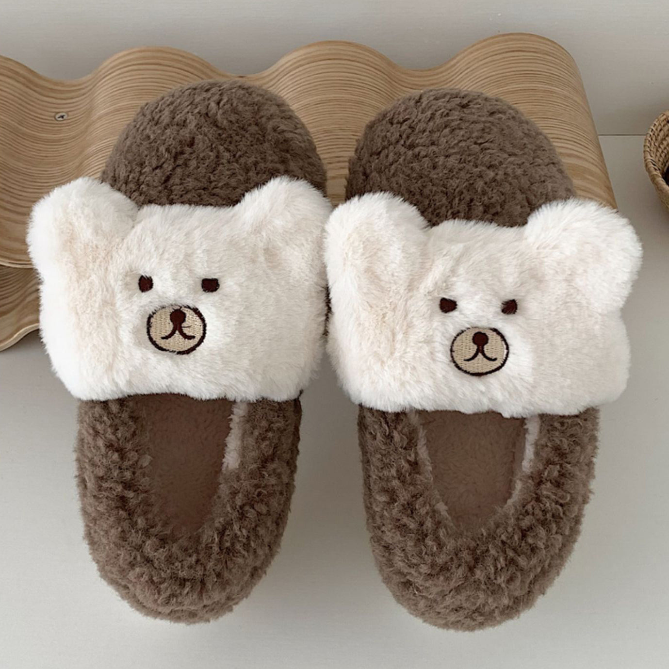 4color fur bear roomshoes