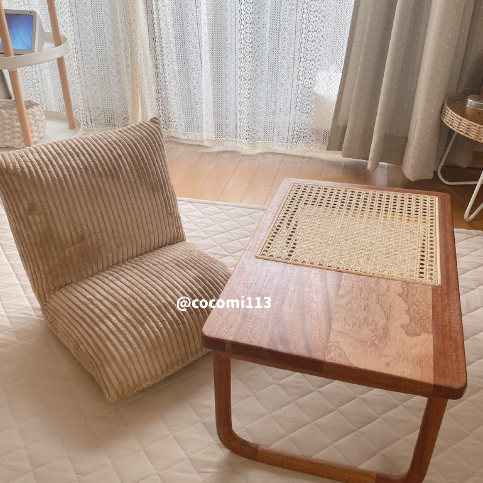 3color wood rattan mini table