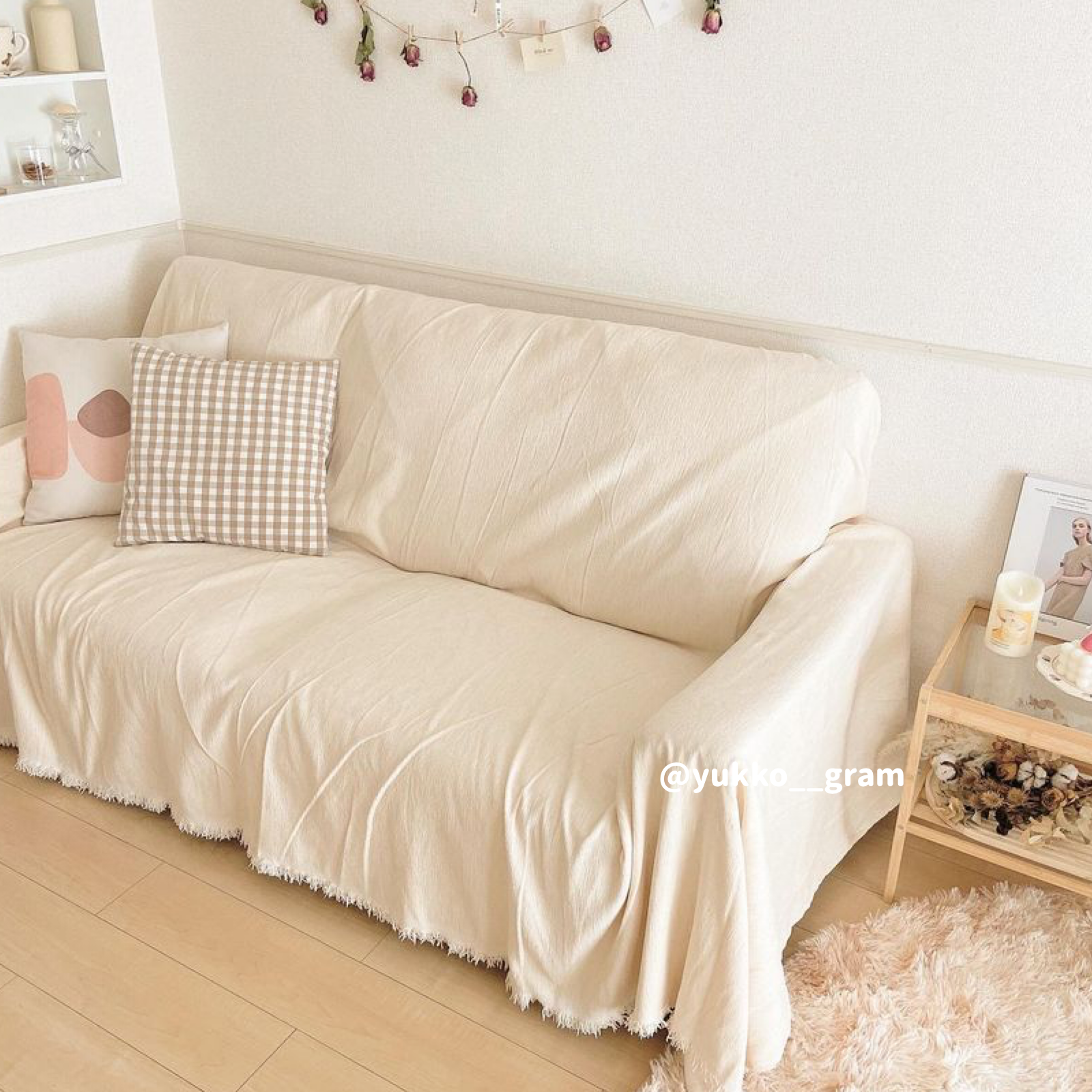 white cut off sofa cover