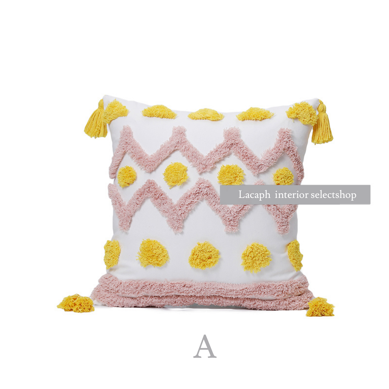 pink × yellow boa cushion