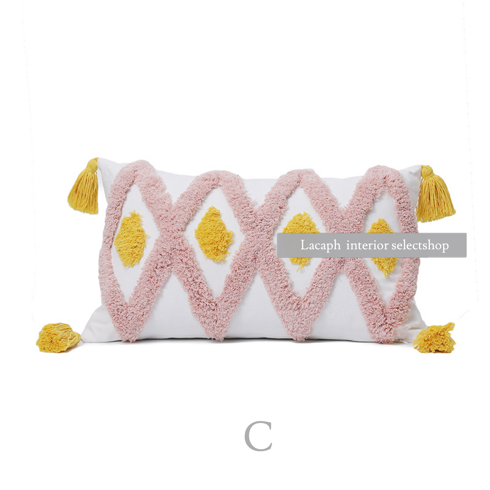 pink × yellow boa cushion