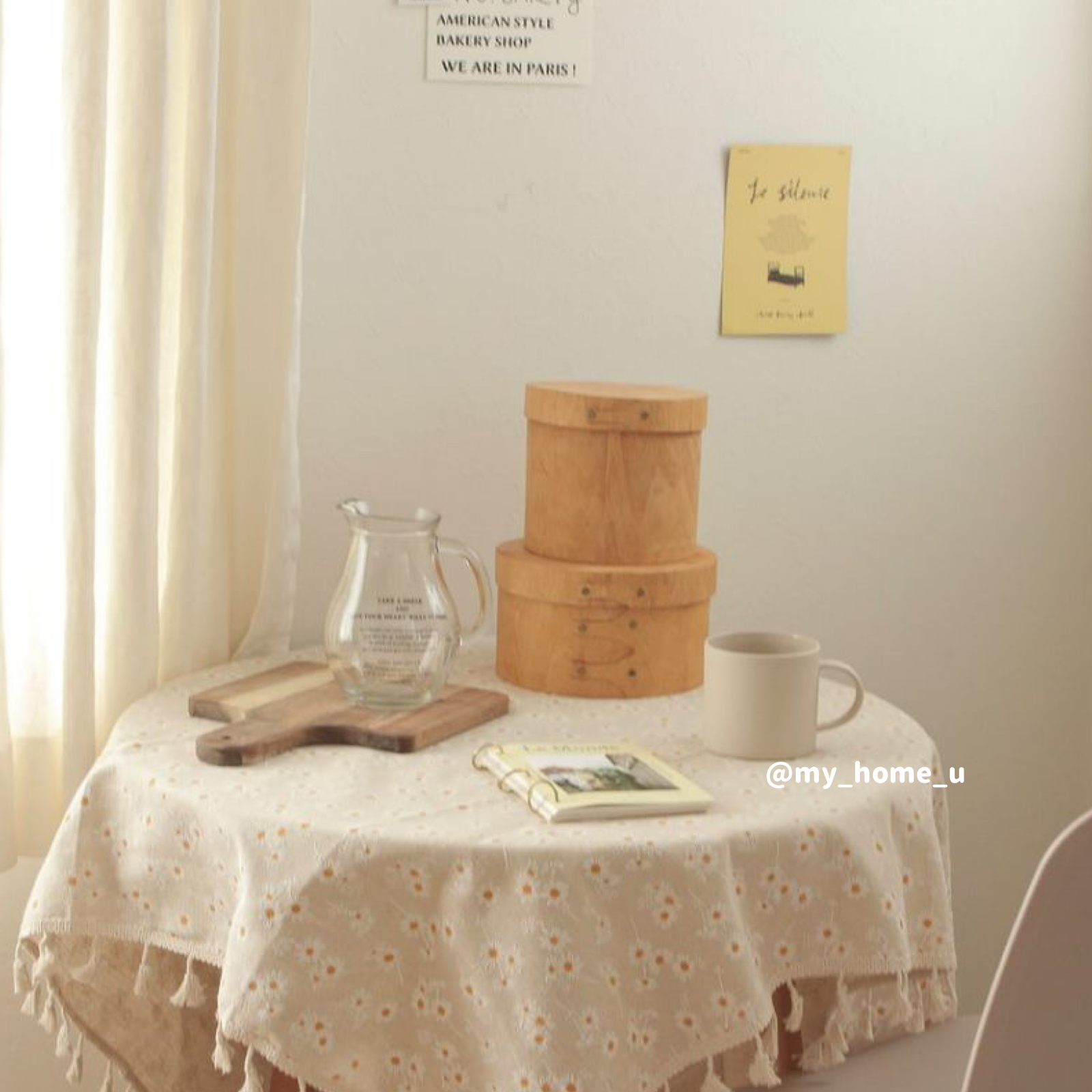 daisy embroidery table cover