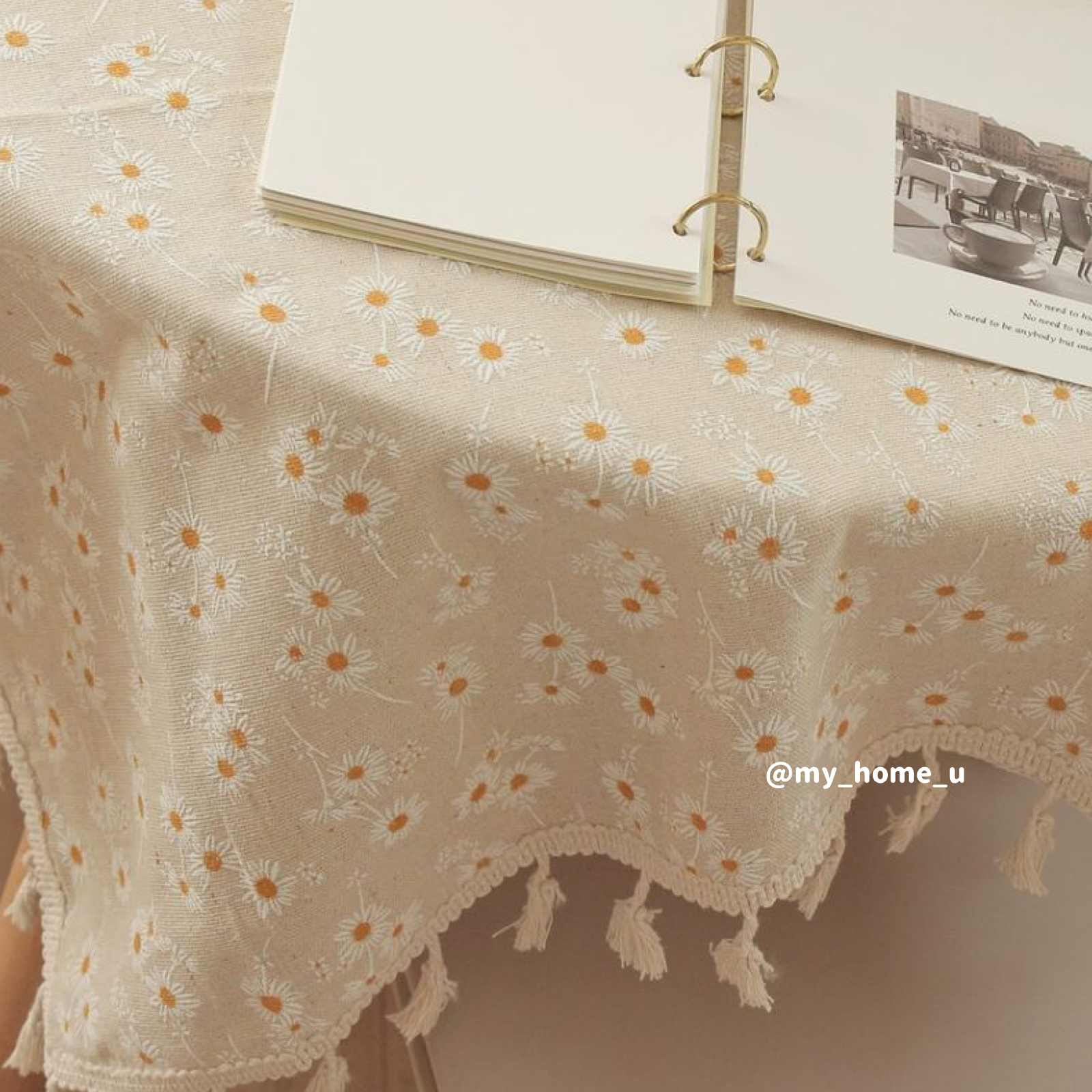 daisy embroidery table cover