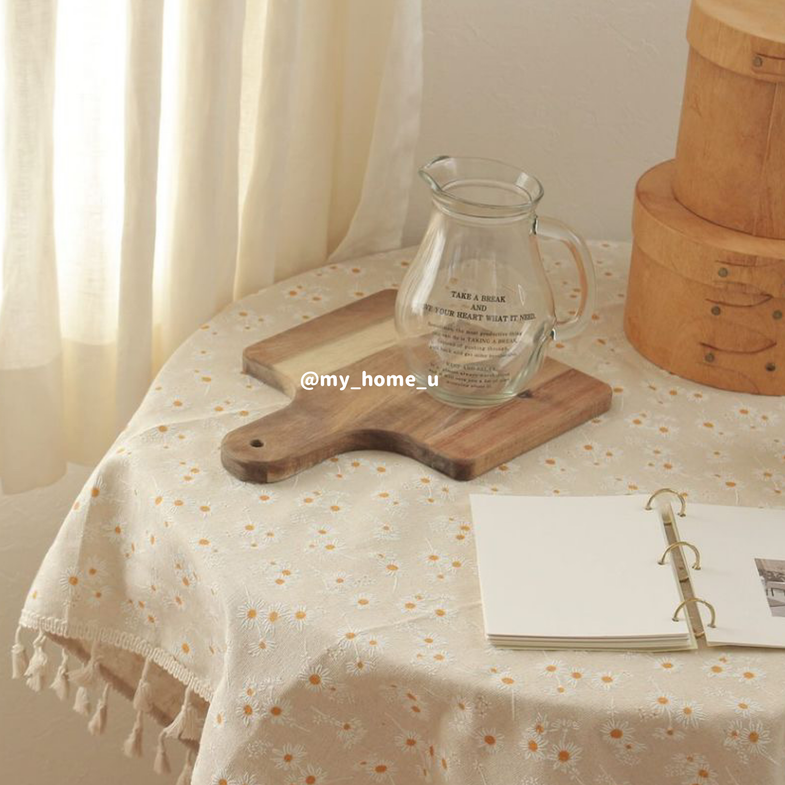 daisy embroidery table cover