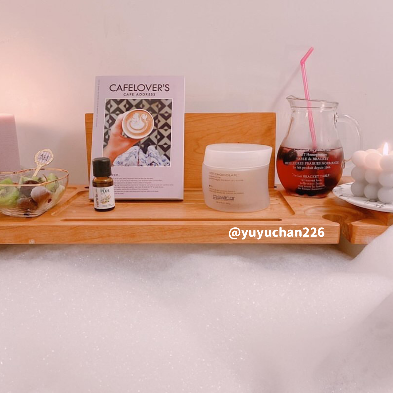 light wood bath tray