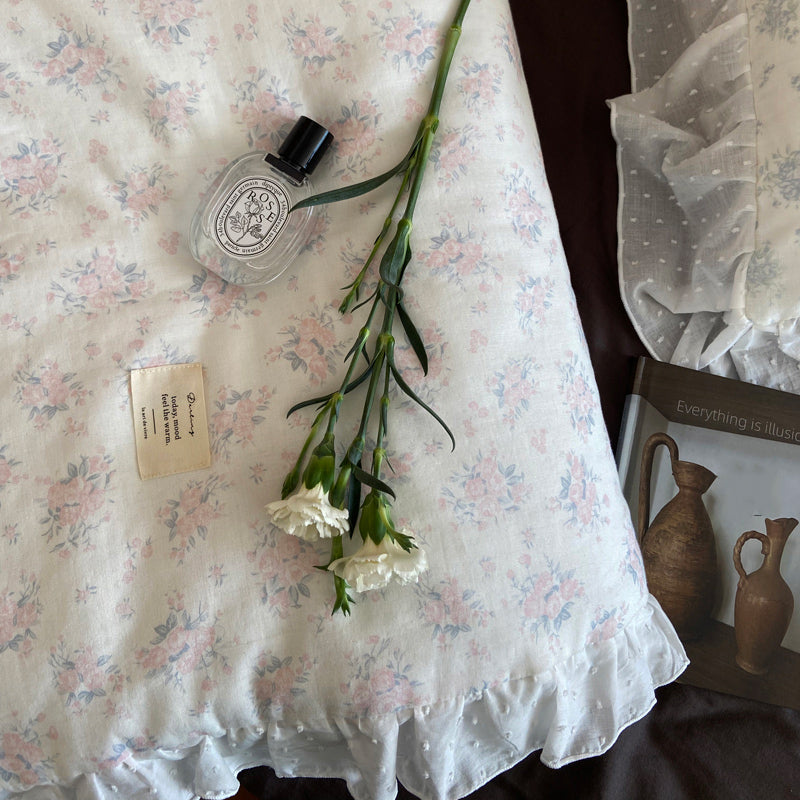 2color pale flower summer quilt