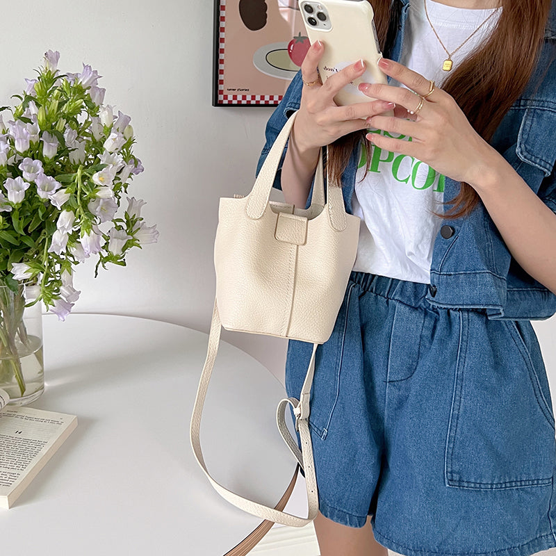 4color french soft leather handbag