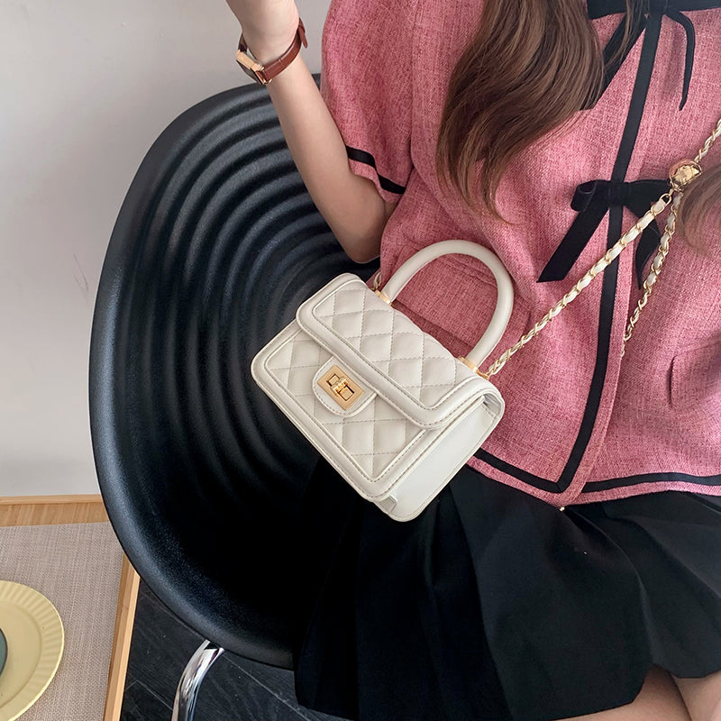 4color square quilting chain bag