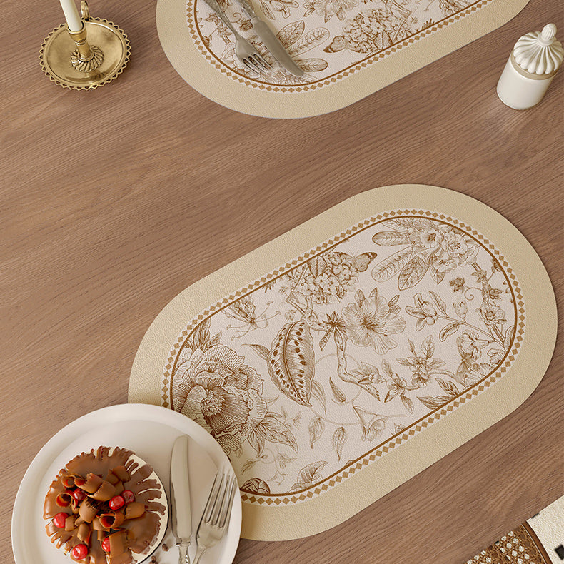 pastoral brown shadow flower place mat