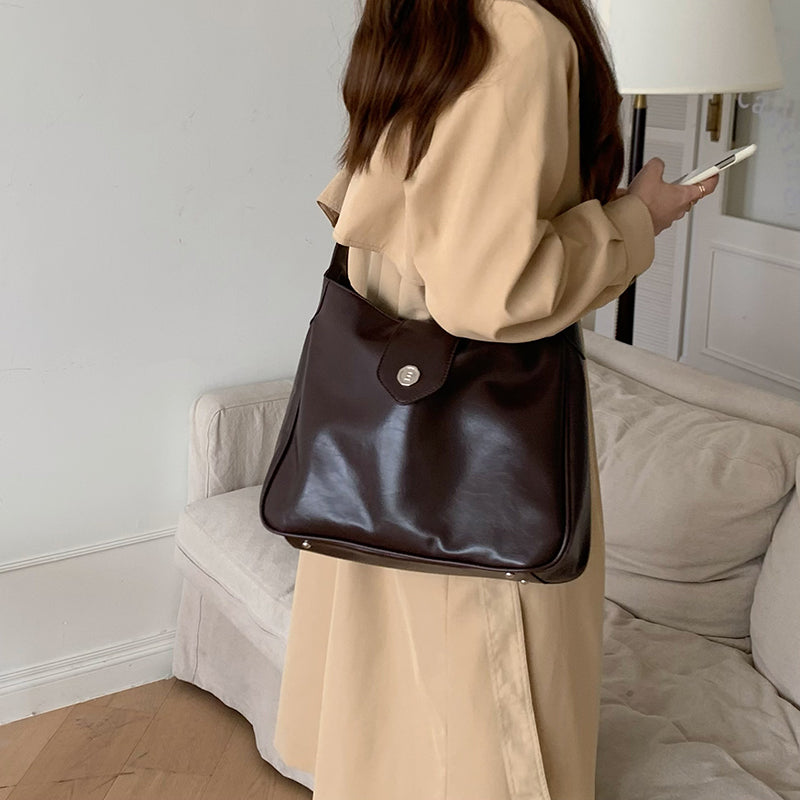2color retro leather shoulder bag