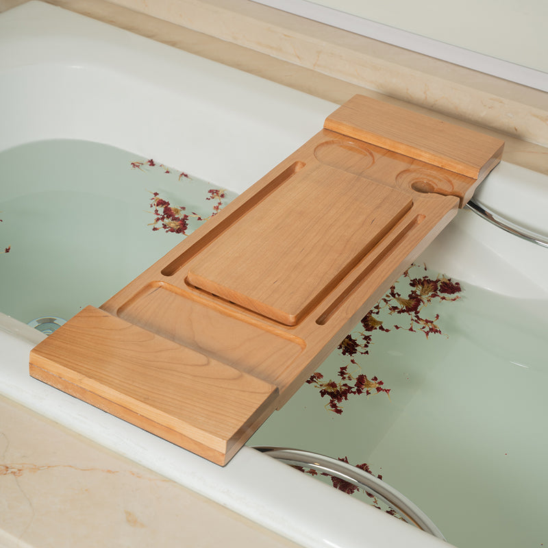 light wood bath tray
