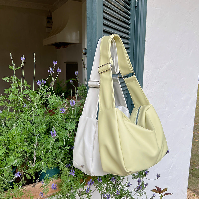 3color square leather shoulder bag
