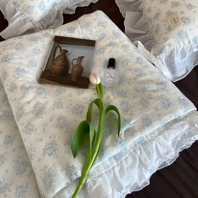 2color pale flower summer quilt