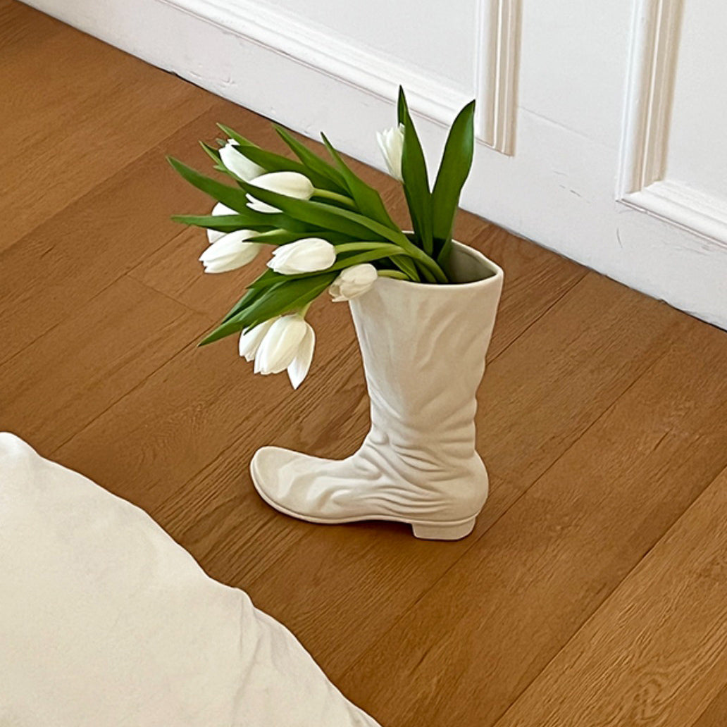 white boots vase