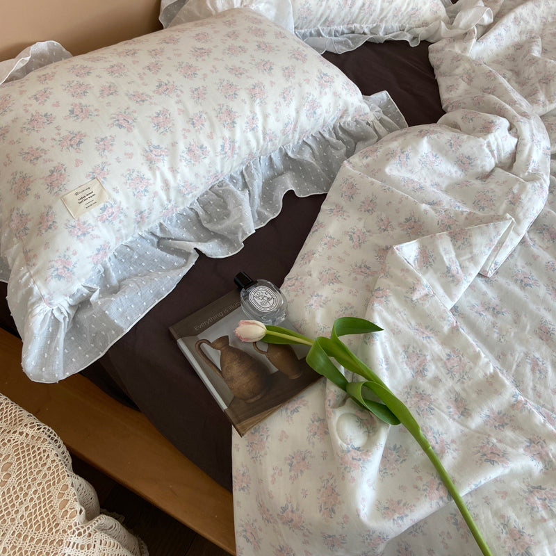 2color pale flower summer quilt