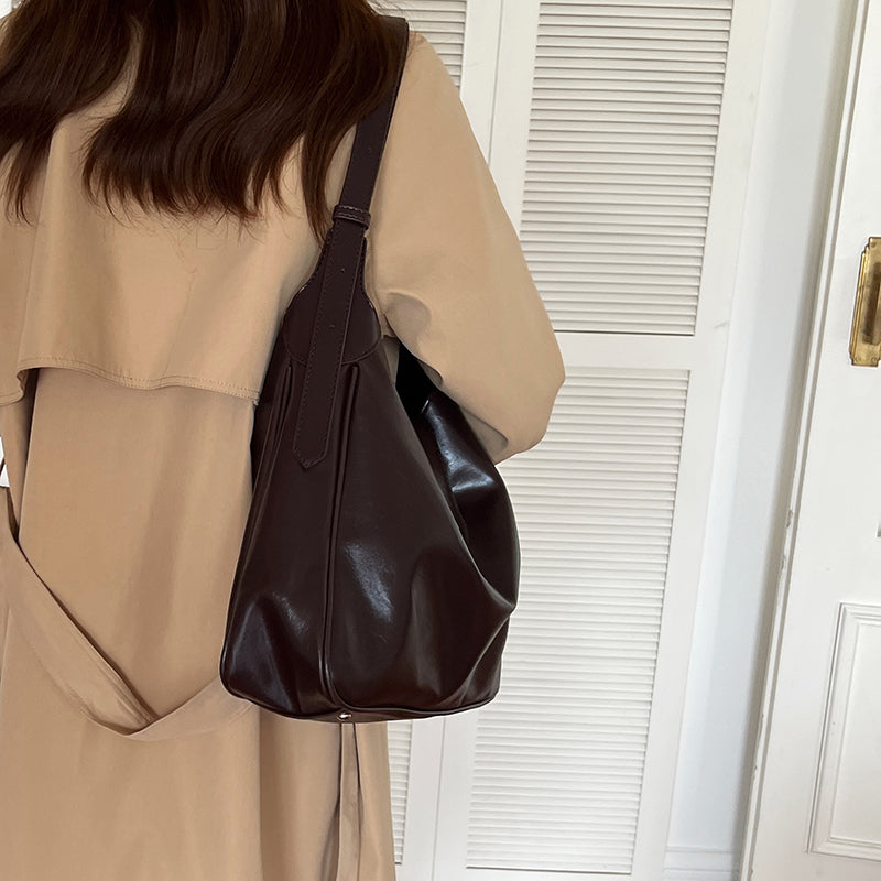 2color retro leather shoulder bag