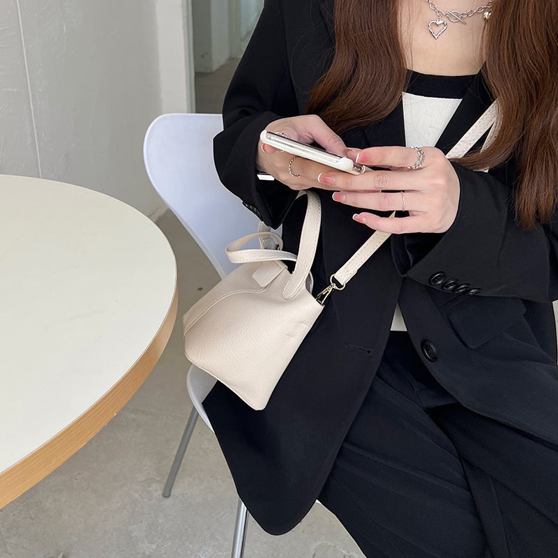 4color french soft leather handbag