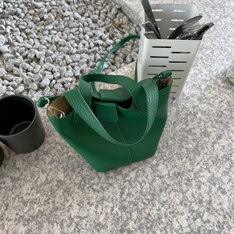 4color french soft leather handbag