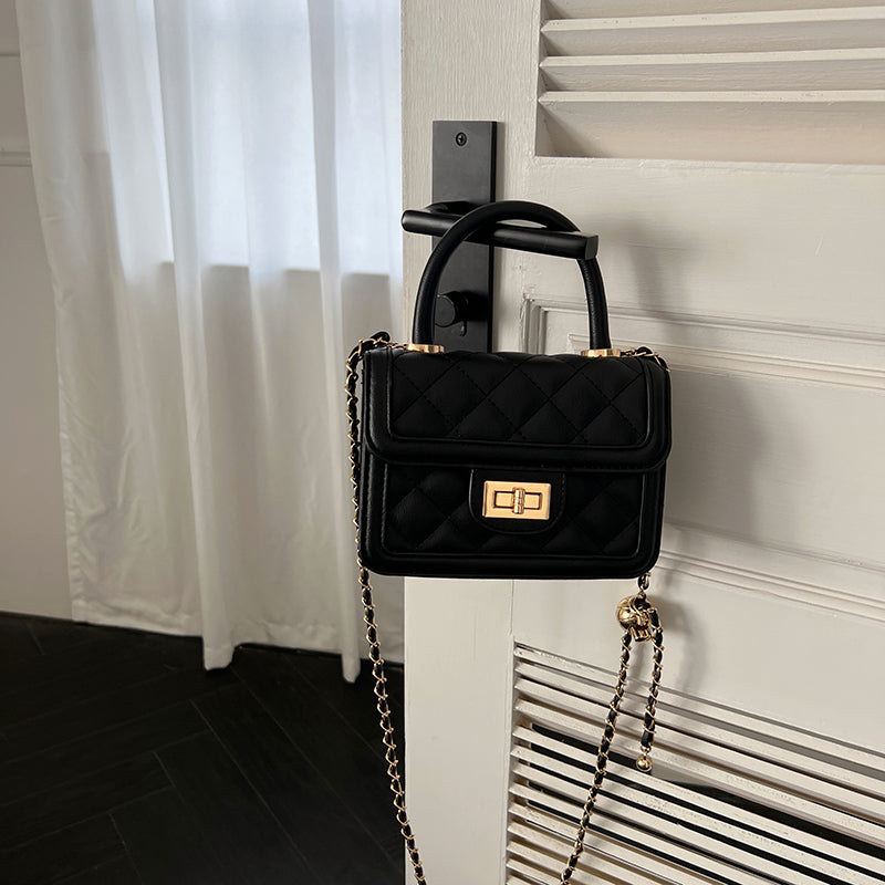 4color square quilting chain bag