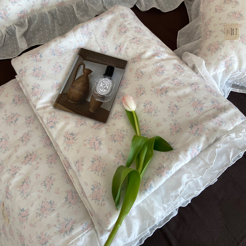 2color pale flower summer quilt