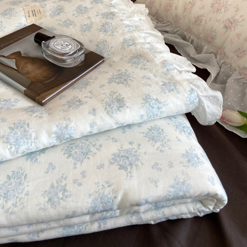 2color pale flower summer quilt