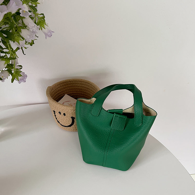 4color french soft leather handbag