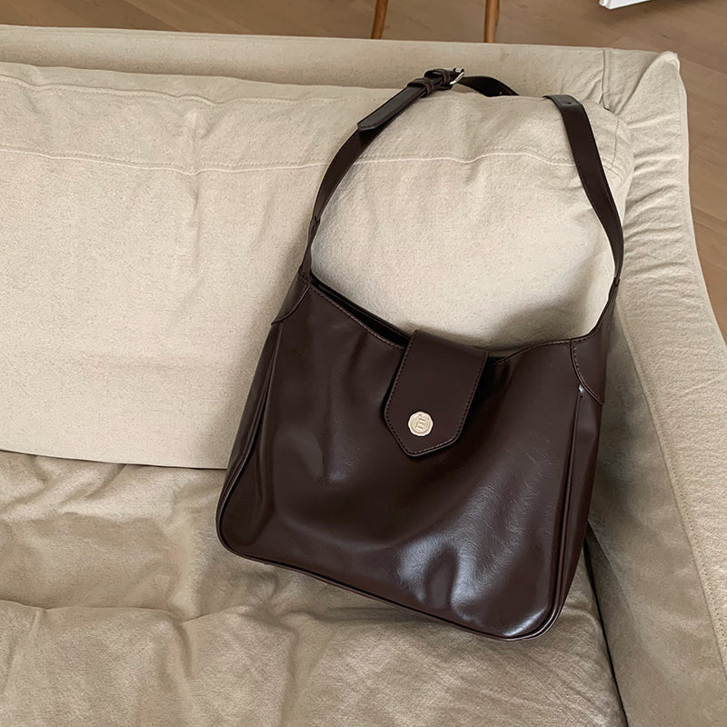 2color retro leather shoulder bag