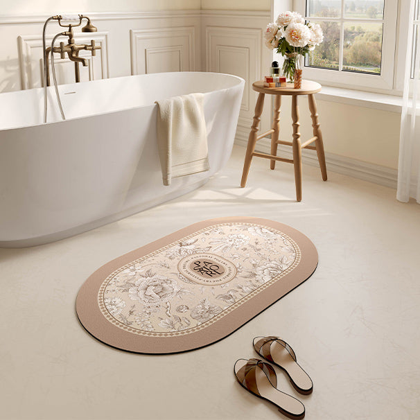 pastoral brown shadow flower bath mat