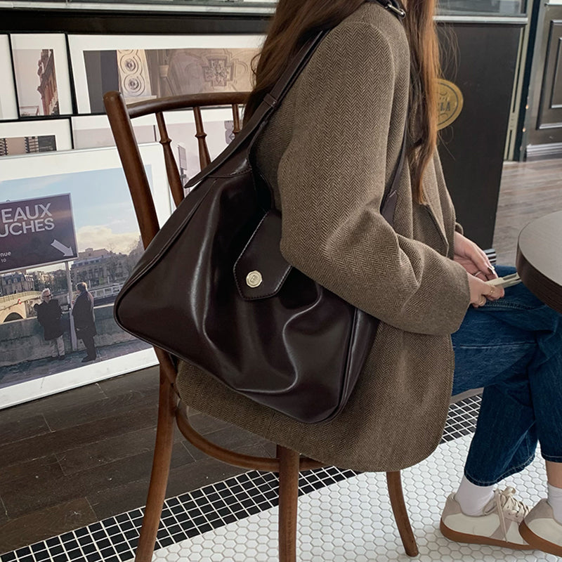2color retro leather shoulder bag