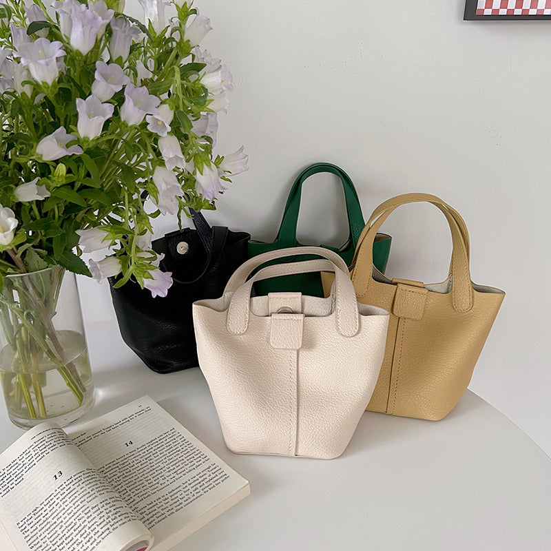4color french soft leather handbag