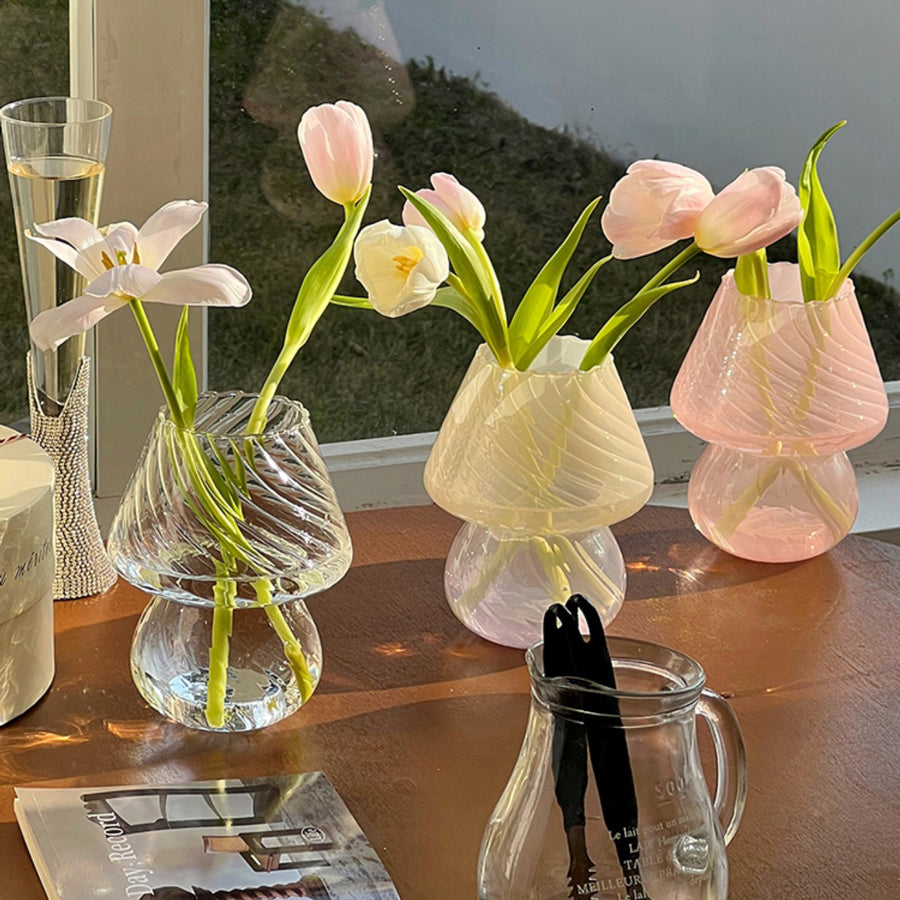 3color clear mushroom vase