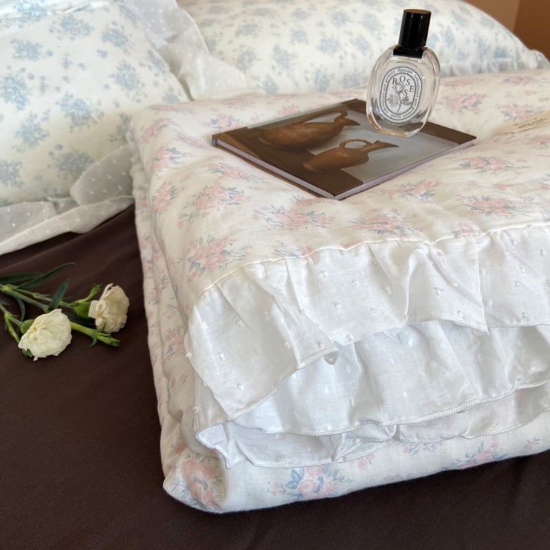 2color pale flower summer quilt