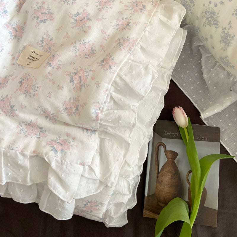 2color pale flower summer quilt