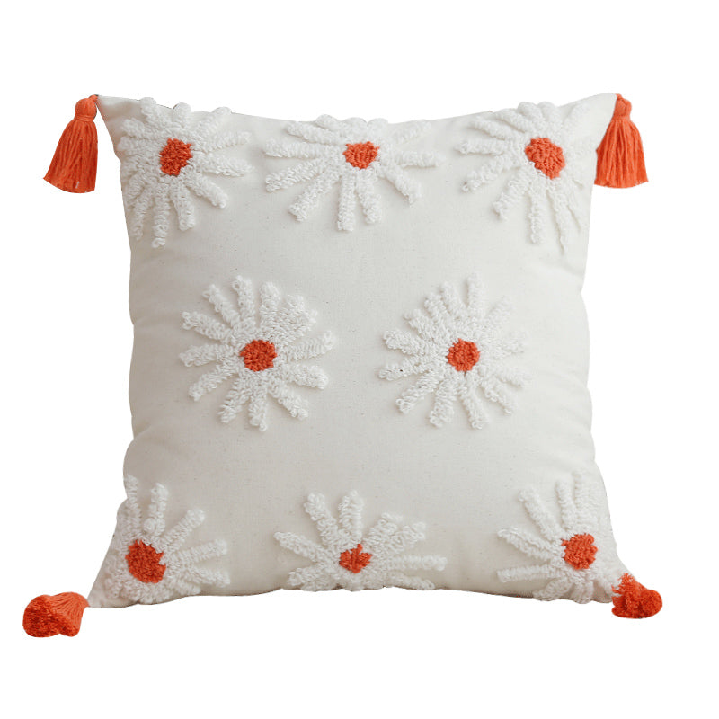 orange daisy boa cushion