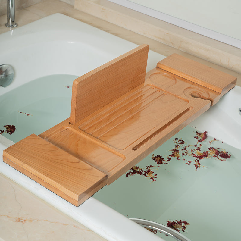 light wood bath tray