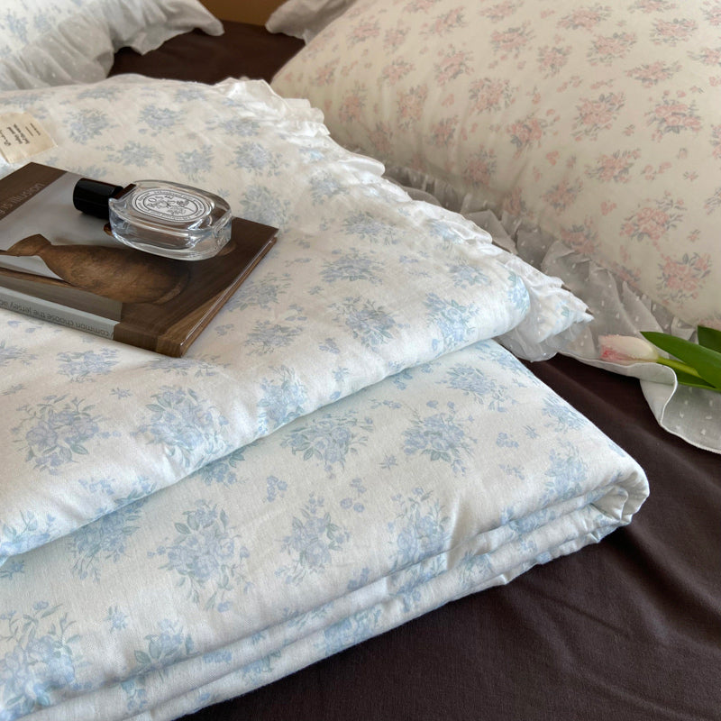 2color pale flower summer quilt