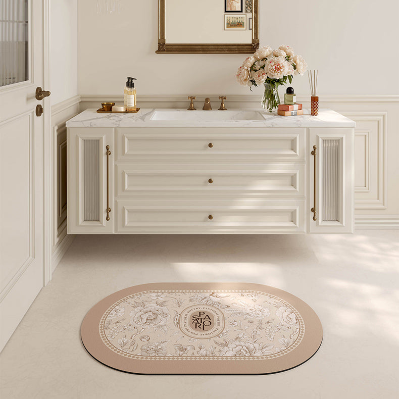 pastoral brown shadow flower bath mat