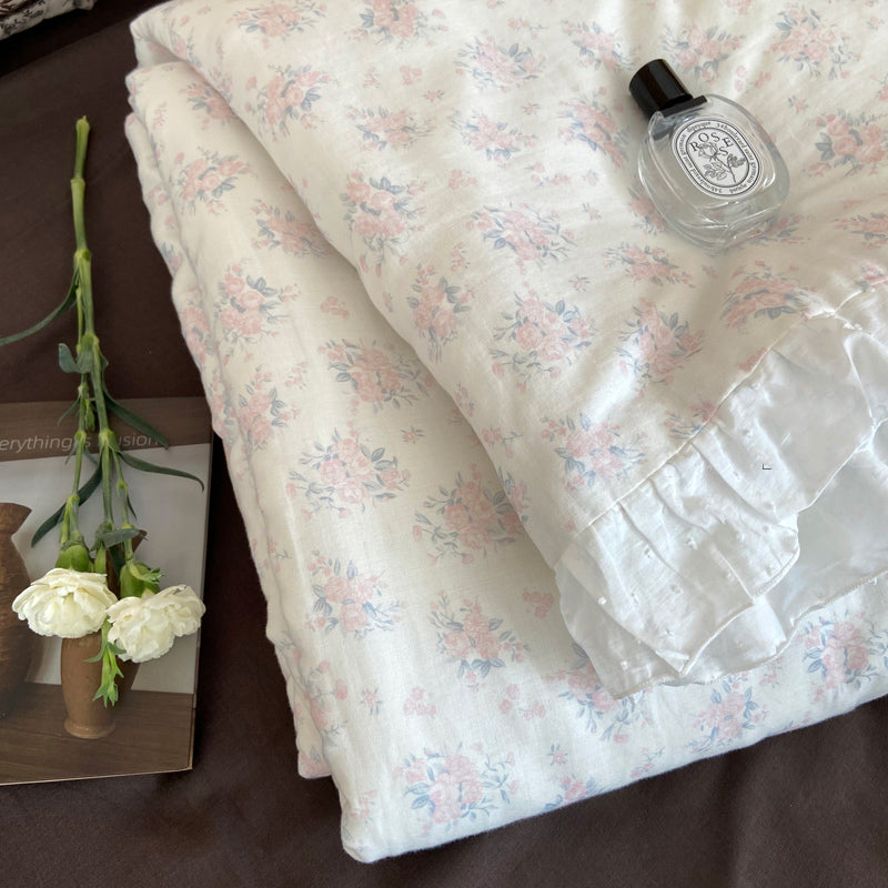 2color pale flower summer quilt