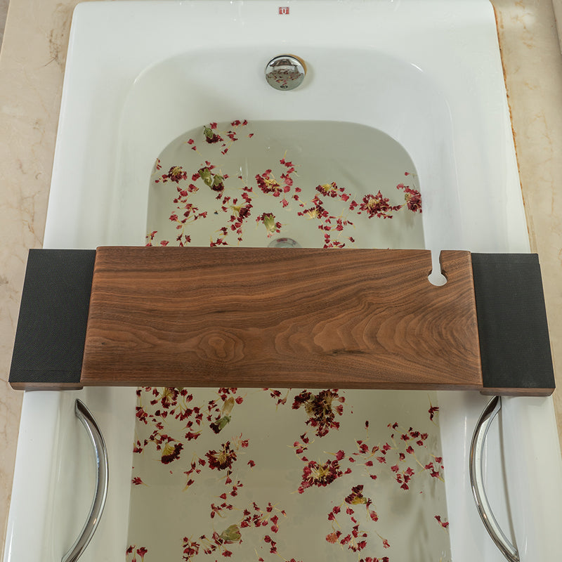 dark wood bath tray