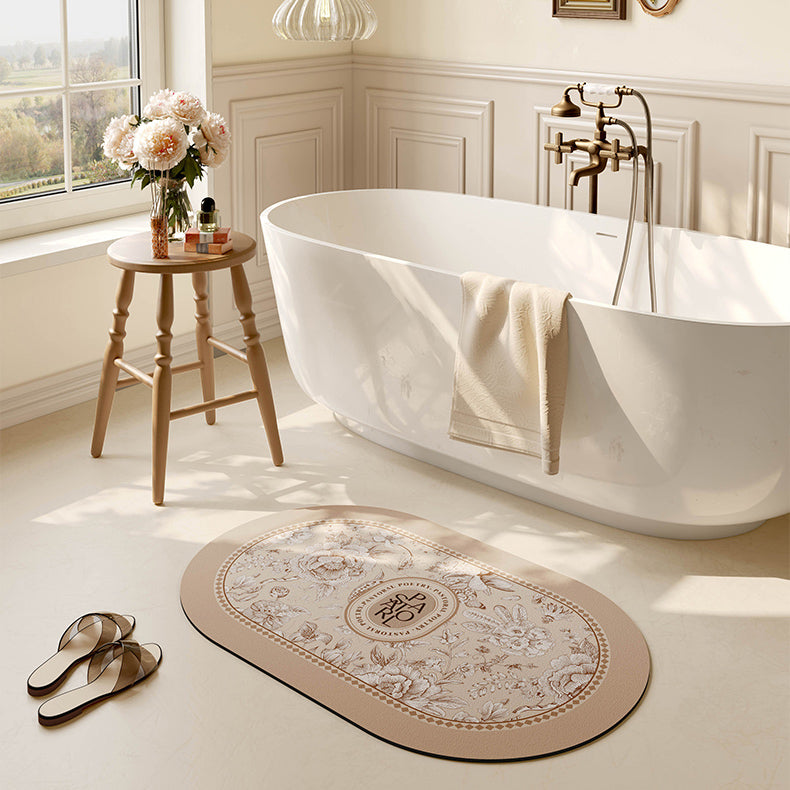 pastoral brown shadow flower bath mat