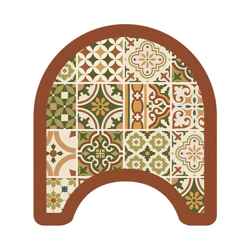 retro flower tile toilet mat